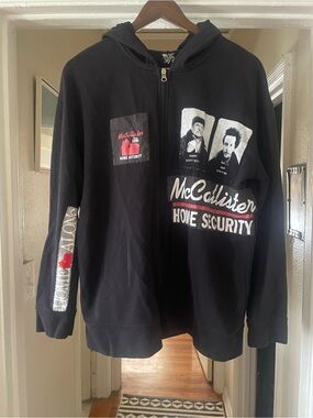 Black Home Alone Patch Work Zip-Up Hoodie